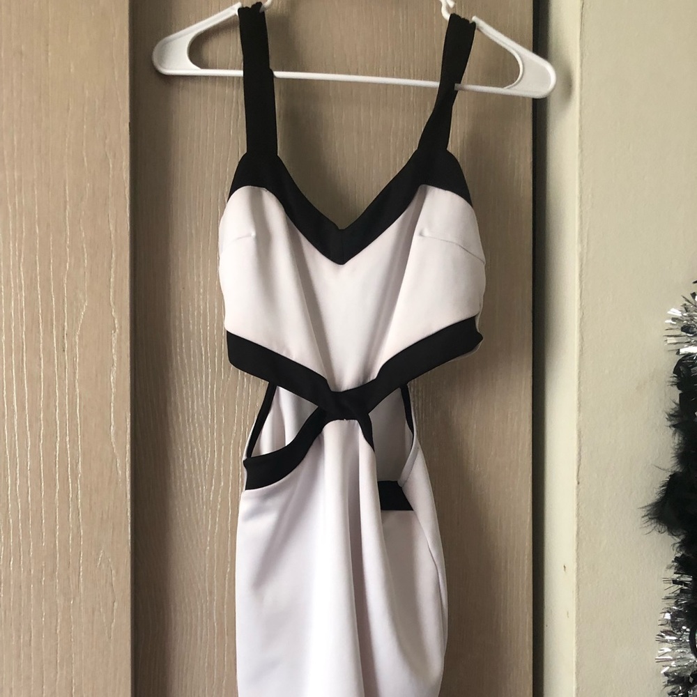 White black cutout dress